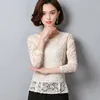 長袖レースブラウス女性のシャツファッションOネックオフィスBlusas Mujer de Moda 2021 Spring Shirt Tops Camisasレディースブラウス
