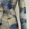 Haute qualité Mode Designer Blazer Jacket Femme's Lion Métal Touches Couleurs à double boutonnage Peinture Jacquard 211006