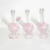 Heart Shape Pink Color Glass Dab Rigs Hookahs Bongs Water Pipes Oil Rig with 14mm Love Smoking Dry Herb Glass Bowls