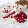 Women's Panties Girly Fashion Love Strawberry Cotton High-quality Underwear Big Red Crotch Mid-waist