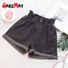 Garemay Women's Denim Shorts大きいサイズの夏5xlのハイウエスト弾性ハーレムフリルジーンズXXXL 210714