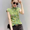 Cotton Women T-shirts Casual Dolka Dot Printed Tops Tee Summer Female Short Sleeve Stretchy T shirt Womens Clothing T03709B 210421