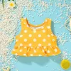 One-Pies Baby Girls Bikini Купальник Костюм Детская Одежда Летняя Пляж Короткие штаны Рукава 2 шт. Установить Отпуск Платье для отдыха