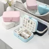 Portable PU Leather Travel Jewelry Storage Box Earrings Ring Necklace Velvet Small Jewellery Casket Case Organizer 211013