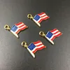 10pcs/pack USA American Flag Enamel Charms Metal Pendants Gold base Fashion Jewelry Accessories
