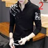 T-shirt men's tide brand autumn round neck sweater Korean long sleeve 210420
