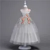 Ball Gown Tè Lunghezza Flower Girl Dress Dress Organza senza maniche Gewely Collo con appliques Ruching a tiered