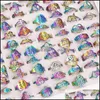 Bröllop Ringar Smycken 50 stycken / Lot Butterfly Bowknot Heart Letter Design Rostfritt stål för kvinnor Mix Cute Fashion Wholesale 220115 Drop d