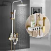 Imposti doccia da bagno Set in ottone Set precipitazioni rubinetto miscelatore miscelatore tocco bianco rubinetti e acqua fredda a parete in oro