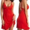 Nya Kvinnor Röd Svart Nattkläder Elegant Lace Satin Underkläder Kläder Sommar Sleepwear Black Red White Nightwear Underkläder Y0911