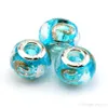 100Pcs Sky Blue Foil Alphabet "e" lampwork Glass Big Hole Spacers Beads Fit Beaded Bracelet