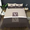 Mode King Size Designer Beddengoed Set Covers 3 Stuks Letter Bedrukt Zijde