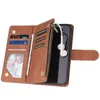 30PCS DHL Zipper PU Läder Mobiltelefon Väskor till iPhone 11/12/13 Clamshell Card Holder Läderfodral