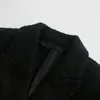 Giacca vintage da donna in tweed nero corto Giacca da donna moda autunno doppio petto Top tinta unita femminile 210515