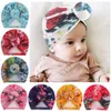 2021 mignon infantile enfant en bas âge fleur noeud noeud indien Turban casquette enfants bandeaux casquettes bébé floral chapeau doux coton bandeau chapeaux