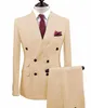 Abiti da uomo 2 pezzi Giacca doppiopetto champagne bianco Slim Fit Business Smoking da sposo per giacca da sera da sposa + pantaloni X0909