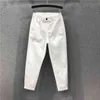 Printemps Été Femmes Pantalons de longueur de cheville Plus Taille Solide Coton Denim Lâche Sarouel Blanc Noir Taille élastique Jeans M-3XL D68 210616