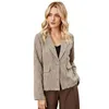 Abrigo De Invierno Para Mujer femmes revers manteau décontracté mince court lin à manches longues costume simple boutonnage hauts élégants costumes Blazers