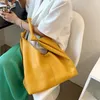 Evening Bags Ladies Big PU Leather Bucket Shoulder Bag Large Capacity Handbags And Purses Solid Color Handbag Green Yellow