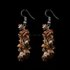 Tiger Eye Amethist Agate Stone Tassel Dange Haak oorbellen Crystal Natuurlijke stenen Kralen oorringring sieraden Set voor vrouwen mode -sieraden