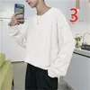 long-sleeved T-shirt men's European station white simple stretch slim Korean fashion 210420