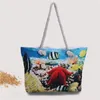 Grande capacidade personalizável bolsa de lona portátil Macrame Macrame Macrame Beach Zipper Bolso Bolso