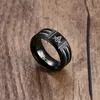 MasonicMan Mens Black Rings Stainless Steel Double Wire Cable Inlay Ring for Men Wedding Band Laser Masonic Vintage Jewelry9268373