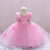 Girl's Dresses PLBBFZ Little Baby Girls Birthday Dress With Belt Appliques Cute Flower Evening Party Gown