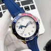 Hoge Kwaliteit Automatische Beweging Horloge Mannen Volledige Fuct White Dial Glass Back Sweat Rubber Band gratis verzending