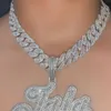 Collier chaîne à maillons cubains Baguette de 15mm, or Rose, deux tons, plaqué argent 14K, diamant, zircone cubique, bijoux 14 pouces-20 pouces256i