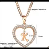 Pendentifs Drop Delivery 2021 Iced Out Coeur Colliers Lettres Initiales Bijoux A-Z 26 Alphabets Sier Or Charme Cristal Pendentif En Forme D'amour N