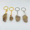 Oregelbundna Naturliga Original Stone Crystal Key Ringar Nyckelringar För Kvinnor Mäns Mode Tillbehör Bil Inredning Smycken