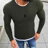 2021 Heren Sexy Slanke Fit O-hals Sweater Mannelijke High Street Geribbelde truien Top Solid Color Spring Lange Mouwen Gebreide Pullover 5XL Y0907