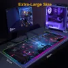 Alfombrilla de ratón RGB con vista nocturna de la ciudad, luces de neón negras, accesorios para jugadores, alfombrilla de ratón LED, alfombrilla de juego de escritorio grande para PC con escritorio de juegos retroiluminado Y07295a