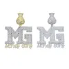 2022 Iced Out Money Gang CZ Lettre Pendentif Bling Dollar Symbole Collier Micro Pavé Cubique Zircone Personnalisé Hiphop Bijoux