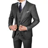 Slim Fit Casual Men Suits with Peaked Lapel Wedding Tuxedos for Groomsmen 3 Pieces Male Fashion Jacket Vest Pants Latest Style X0909