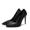 Sapatos de vestido salto alto salto feminino calcanhar fino 2021 trabalho de couro preto elegante teste de bordo comissários de bordo do casamento