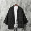 Men's Kimono Japanese Traditional Style Coat Cardigan Casual Loose Haori Retro Plaid Samurai Jacket Asian Clothing Yukata Ethnic