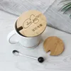 Various Sizes Bamboo Cup Coffee Mug Jar Glass Cans Wooden Lid Bottle Bamboo Cover Free Engrave Logo Factory Wholesale