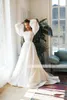 Autres robes de mariée exquises hors de l'épaule perle de plage de plage longues pochettes Princess Bride A-Line Tulle Bridal Robes 2021 291C