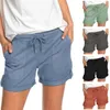 Women's Shorts Women's Casual Women Mid Rise Solid Color Drawstring Pockets Short Pants Summer Loose Home Fashion Streetwear Ladies