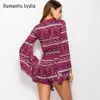 Women 2021 Boho Floral Playsuit Summer Casual Print Knitted Lace Up Deep V Neck Rompers Womens Jumpsuit Sportsuit Beach Wear Women's Jumpsui