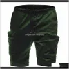 Kläder Apparel Drop Leverans 2021 Sommar män Multi Pocket Zipper Cargo Breeches Male Long Army Green Khaki Mens Shorts M-3XL ICZJ5