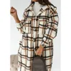 NIBESSER Vintage Women Long Sleeve Woolen Coats Fashion Ladies Thick Plaid Coat Female Streetwear Girls Oversize Jacket Chic 210930