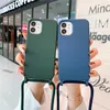 Silicone Cases for iphone 12 pro max mini 11 Samsung S20 Ultra S21 Cell Phone Case Protective Cover With Long Straps