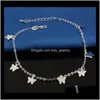 Jewelrysterling Splitter Knöchel für Frauen Fußschmuck eingelegte Zirkon Fußkettchen Armband auf einem Bein Persönlichkeit Geschenke Dff0675 Drop Lieferung 2021 Slfm