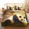 Boniu Panda Baskılı 3 adet yatak seti Bambu nevresim s için yetişkin çocuk yatak örtüsü ve yastık kılıfı yorgan yatak 210721
