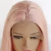 Pink Synthetic Lacefrontal Wig Simulation Human Hair Lace Front Wigs 12~26 inches Long Silky Straight 180719-2335