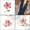 Épingles, Broches Bijoux Mode Émail Fleur Pour Femmes Fête De Mariage Vintage Couleur Dorée Cristal Broche Broches Cadeau De Noël Drop Delivery 2