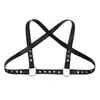 Bras Sets Mens Harness Adjustable Flexible Faux Leather X Shape Back Body Chest Half Belt With Metal O-Rings Cosplay Club Costumes273H